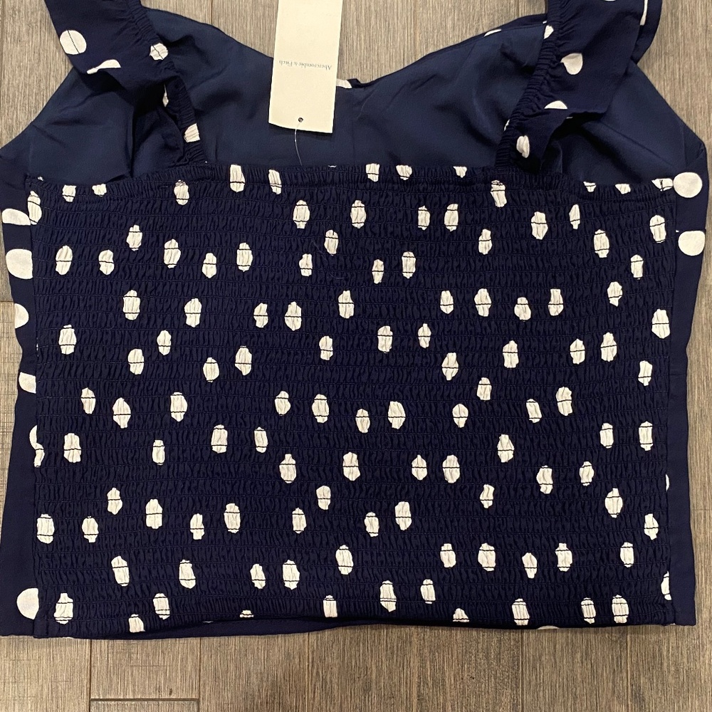 Abercrombie & Fitch Dark Blue Polka Dot Lined Sleeveless Top - Picture 2 of 6